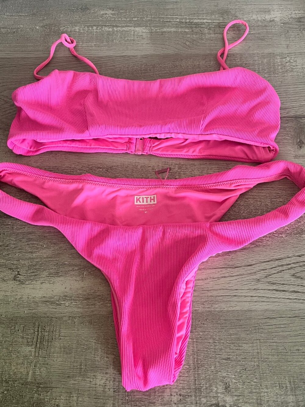 Kith Hot Pink Bralette Thong Bikini Set Women's Swimwear S M